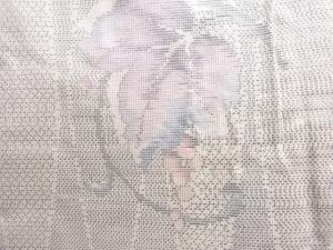 アンティーク　葡萄唐草模様織出し本場白大島紬着物